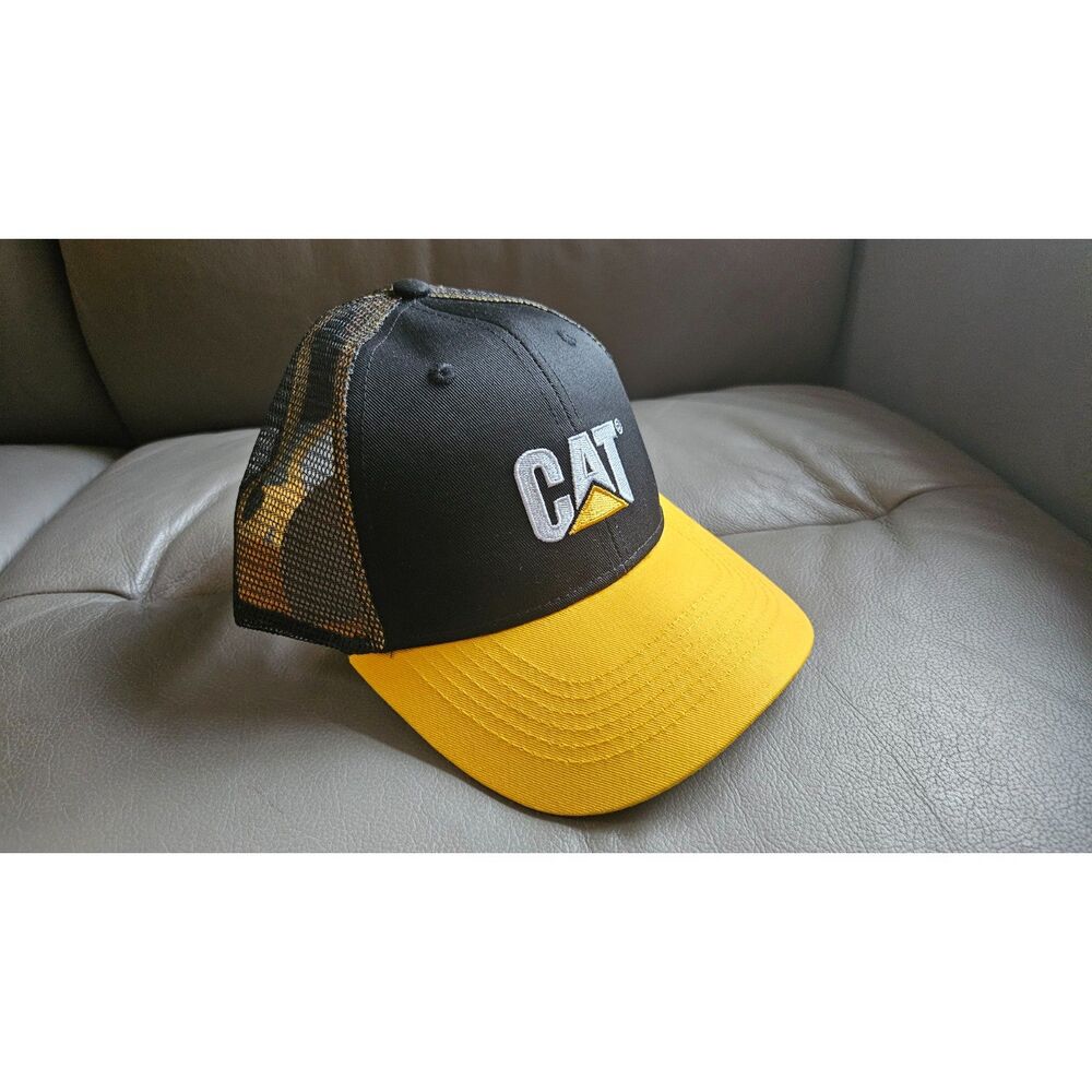 CAT Mesh Baseball Hat - Black/Yellow - New with Sticker